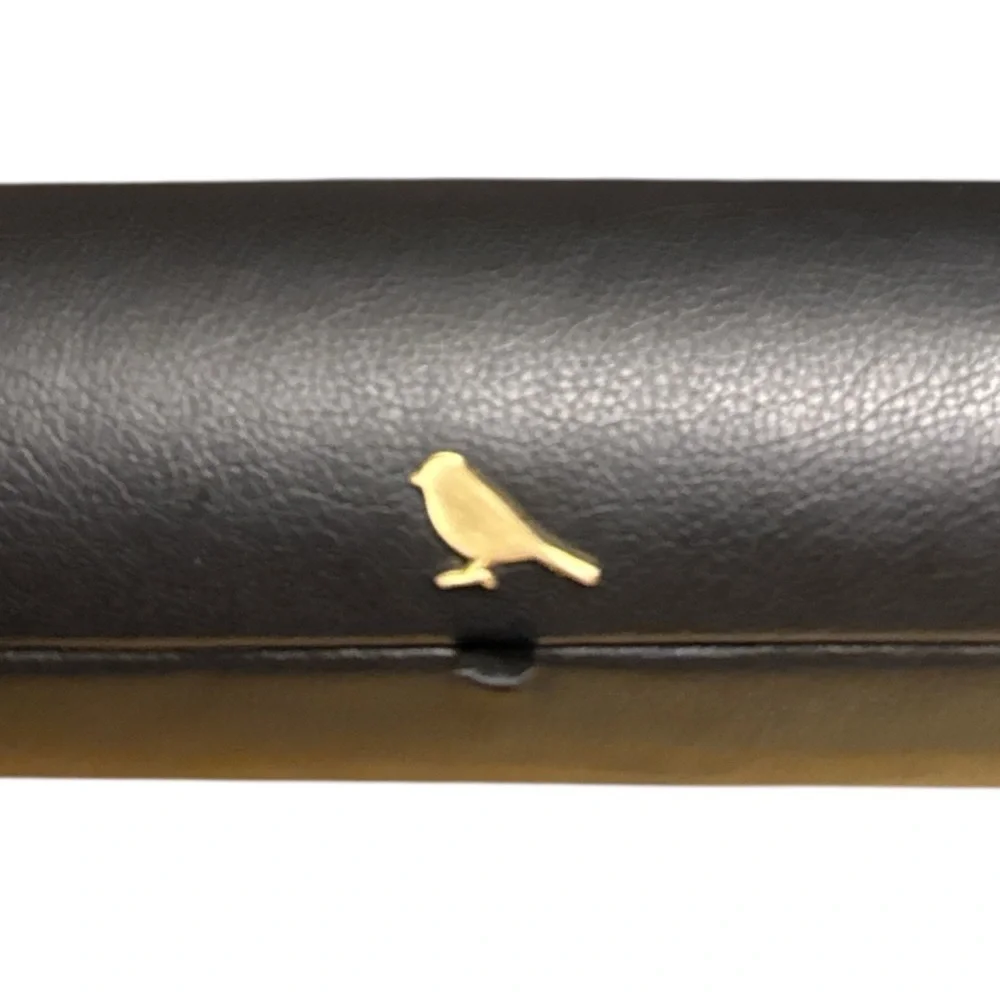 Kestrel Black Vegan Leather Makeup Brush Holder Case Gold Bird Influencer Trend